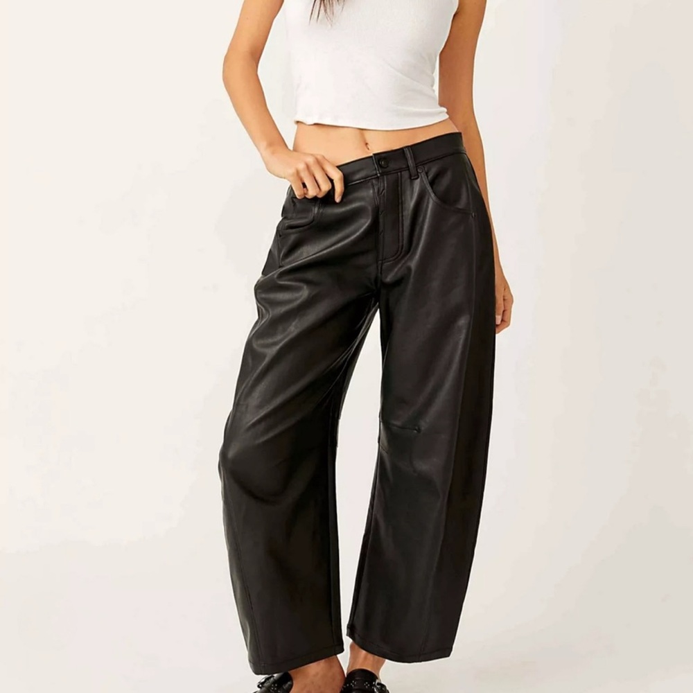 Good Luck Vegan Leather Barrel Pant